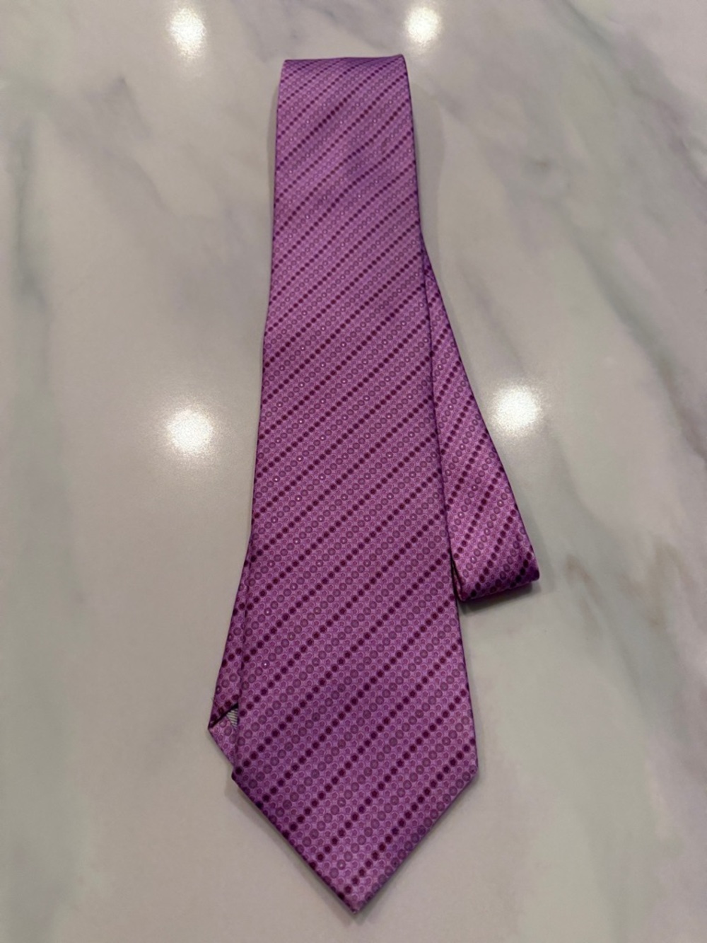 Ermenegildo Zegna Lavender Purple Diagonal Pattern Silk Tie